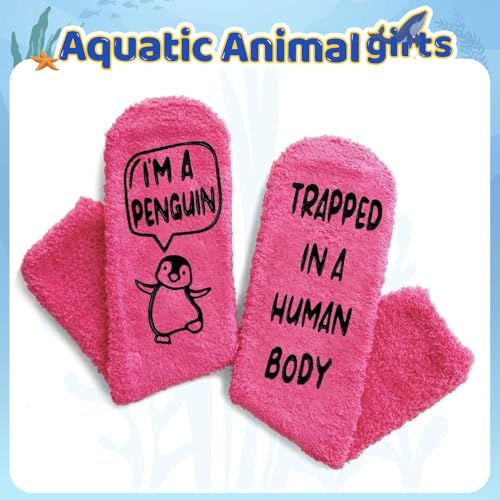 Image of HAPPYPOP Fuzzy Animal Gifts Women - Unique Cow Penguin Cat Goat Socks for Woman Teen Girls