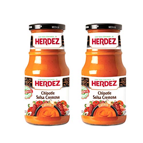 Herdez Authentic Mexican Medium Hot Sauces 15.7 Oz Gluten Free (Chipotle Salsa Cremosa, 2 Pack) #TOP10