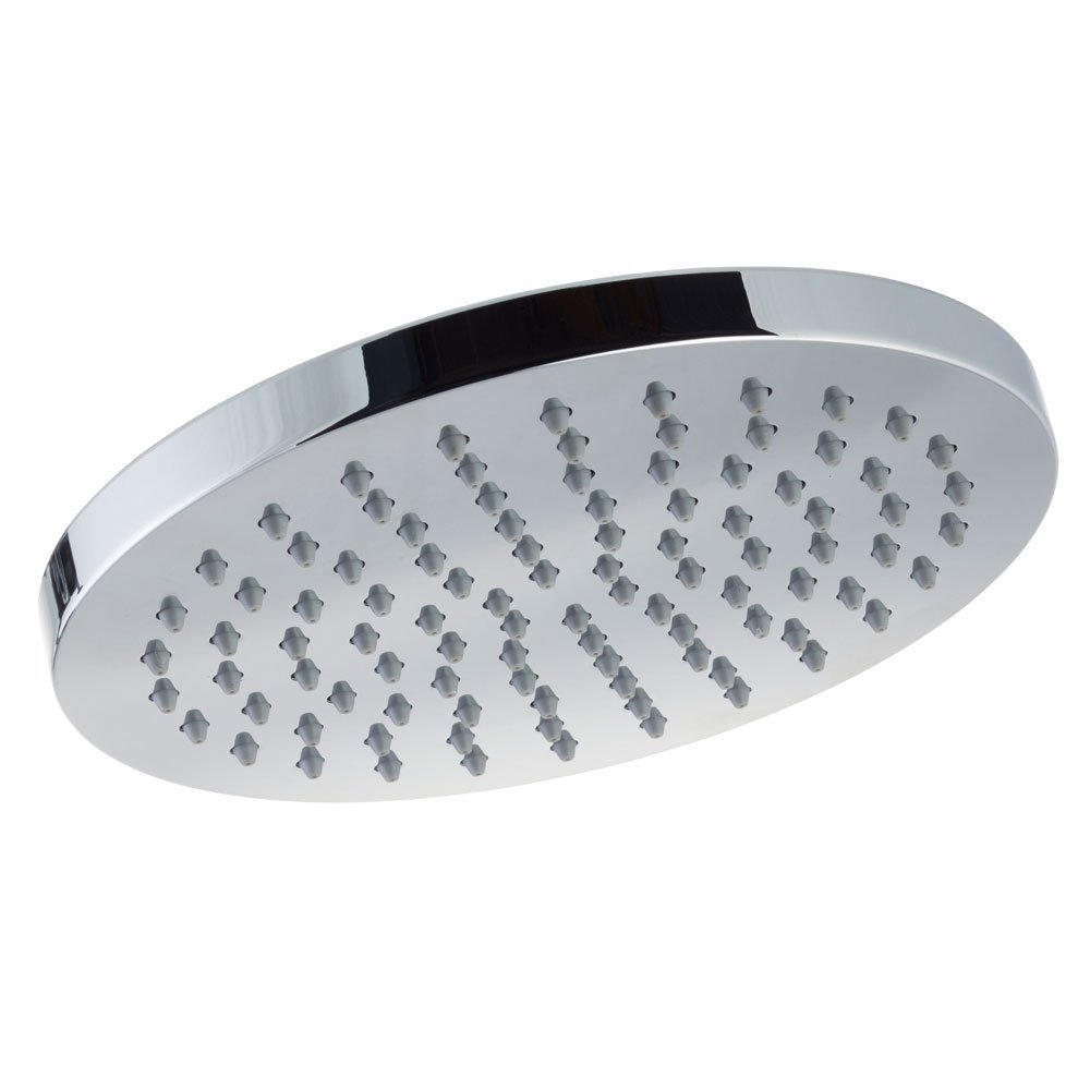 Buyaparcel Round 200mm Fixed Shower Head Chrome Single Mode Rub Clean + Swivel Ball Joint from B&Q