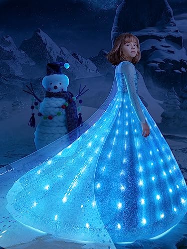 UPORPOR LED Leuchtendes Prinzessin Kleid Mädchen, Halloween Ice Prinzessin...