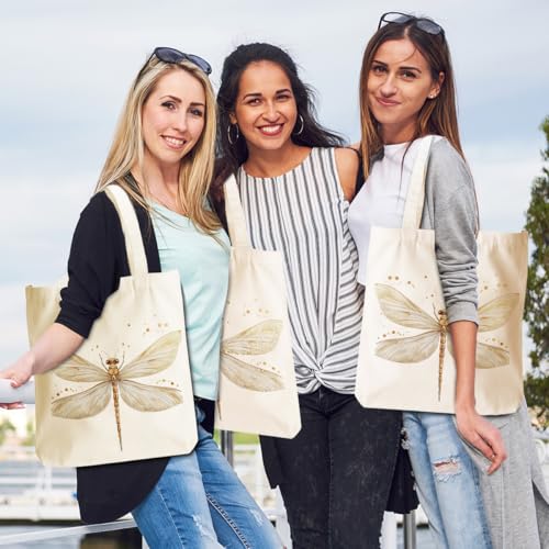 Bolso tote de lona para mujer, diseño de libélula, regalo para amantes de las plantas, dinosaurios, esqueletos y aves, marca jeilink miniatura 2
