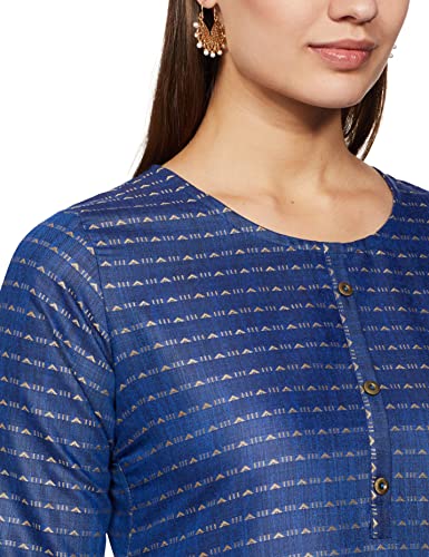Image of Shiv Textiles Women's Cotton Regular Fit Fashion Kurti (Nikall Blue XL)