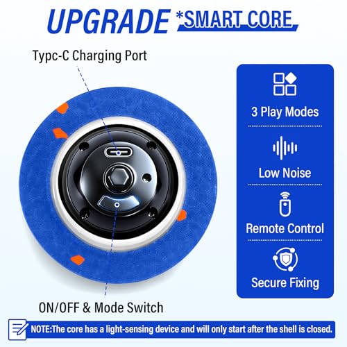 VOXGET Smart Interactive Dog Toy Ball, Upgrade Automatic 3 Modes Moving Ball with Remote Control for Medium Large Dogs, Rechargeable Waterproof E-TPU Bounce & Rotating Dog Toy to Keep Busy (Dark Blue) — view 2