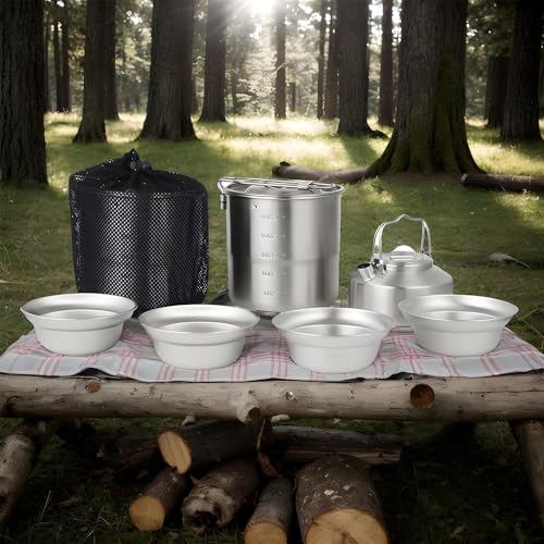 Ensemble vaisselle extérieur anti-encombrement avec marmite camping - 2