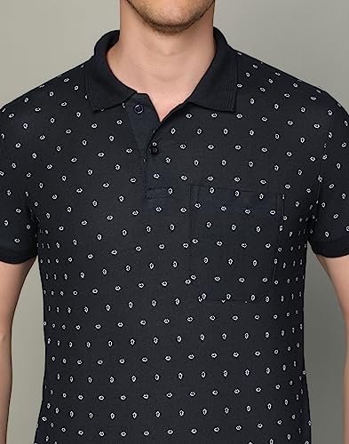 Image of INKKR Men's Printed Polo Neck Half Sleeve Multicolor T-Shirt