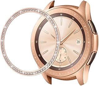 UKCOCO Lünettenring Kompatibel mit Samsung Galaxy Watch 42mm - Metalluhr Lünettenring Smartwatch Schutzring mit Bling Diamond Anti-Scratch Metall Lünette Uhrengehäuse Rahmenzubehör
