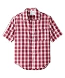 Men’s Magnetic Buttons Adaptive Short Sleeve Shirt - Red Blue Plaid MED