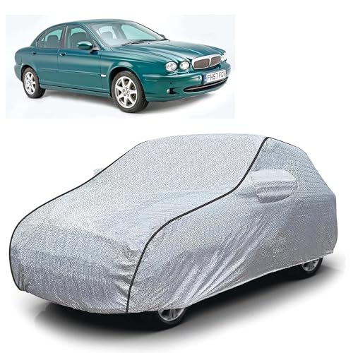 Image of Sulfar 100% Waterproof Car Body Cover Compatible with Mirror for Jaguar XType (Triple Stitched, Full Bottom Elastic, Magic Silver with Black Piping)