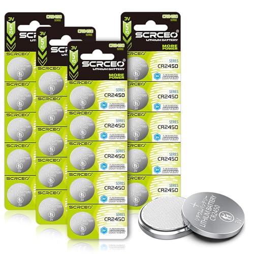 CR2450 3V Lithium Battery - CHEFFS NEW Upgrade 20PCS 3V Lithium Coin Cell for Key Fob Car Remote and other devices CR2450 (3V) Cell (20PACK)
