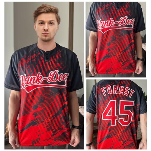 Camisetas personalizadas de softbol negras y naranjas con nombre y logo bordados para adultos y adolescentes miniatura 2