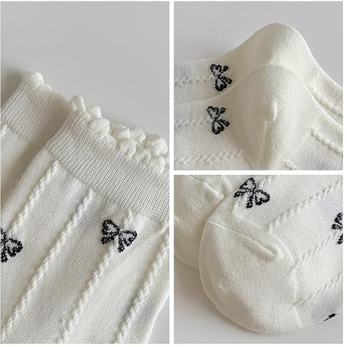 Image of Starella Women Cute Lace Crew Socks Cotton Vintage Twisted Preppy Dress Sock for Pumps Shoes 5 Pairs