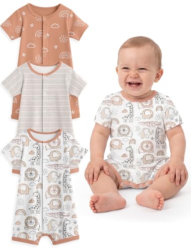 Yoofoss Baby Boy Romper 6-9 Months 100% Organic Cotton Infant Summer Clothes Short Sleeve Baby Outfit Soft and Breathbale