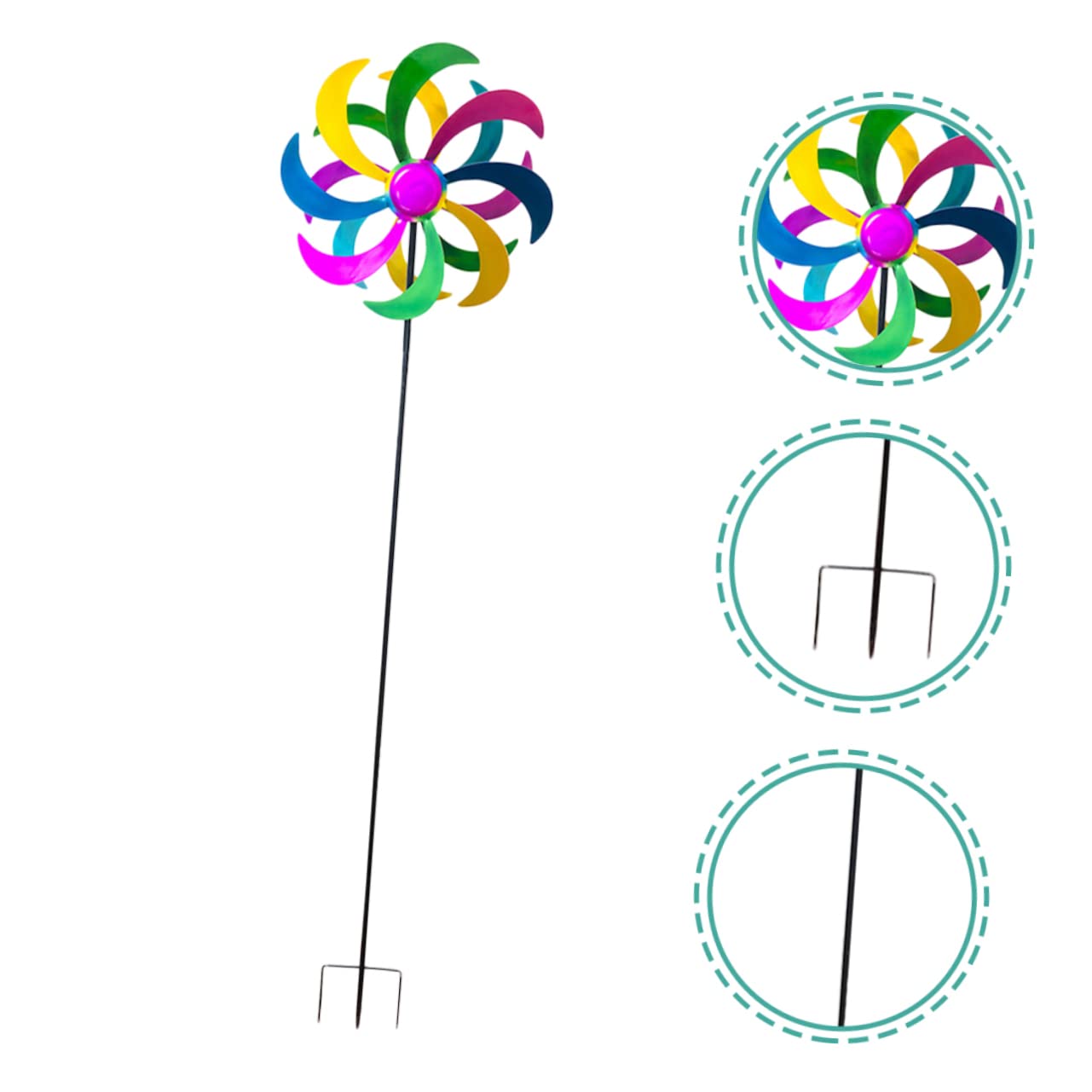 TOYANDONA Regenbogen Windrad Gartenstecker aus Eisen, 1 Stück Farbig | Außendeko für Kinder, Fröhliche Stimmung bei Festen und Anderen Anlässen, Dekorativer Blickfang