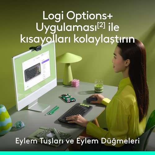 Logitech POP ICON COMBO Kablosuz Klavye ve Mouse Seti, Bluetooth, Konforlu Tasarım, Programlanabilir Tuşlar, Sessiz Tıklamalar, 3 Cihaza Kadar Easy-Switch, Türkçe Q Klavye, Siyah - Görsel 4