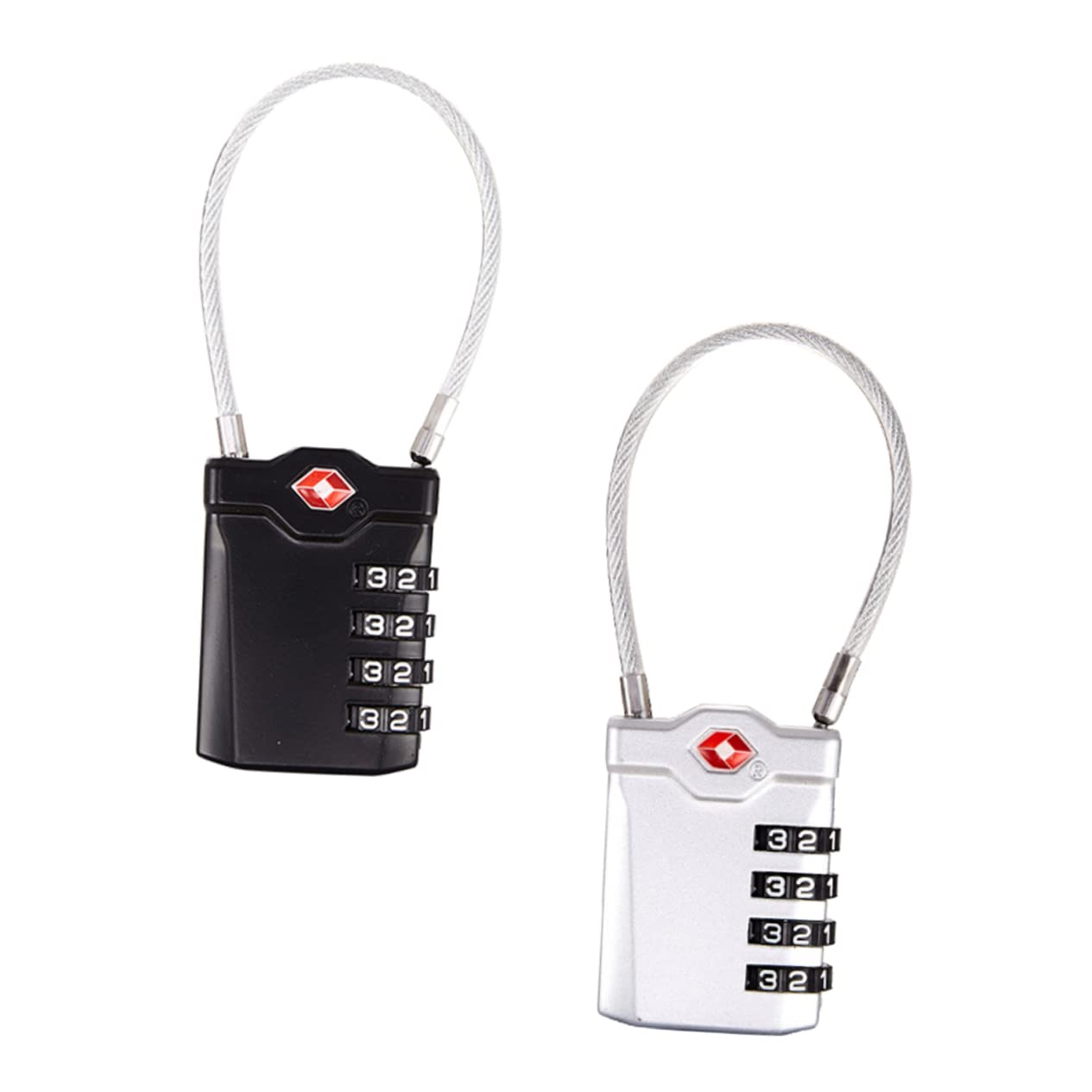 Hemobllo 2pezzi Lucchetto Per Bagagli Combinazione Cifre e Portatile Sicuro Per Viaggi e Protezione All Aperto in Argento e Nero