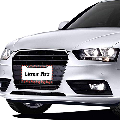 Hosnye Animal Dog Paw License Plate Frame Puppy's Red Paw Metal License Plate Cover Front Plates Frames Car Tag Frame For Women Men Us Vehicles Standard #TOP3