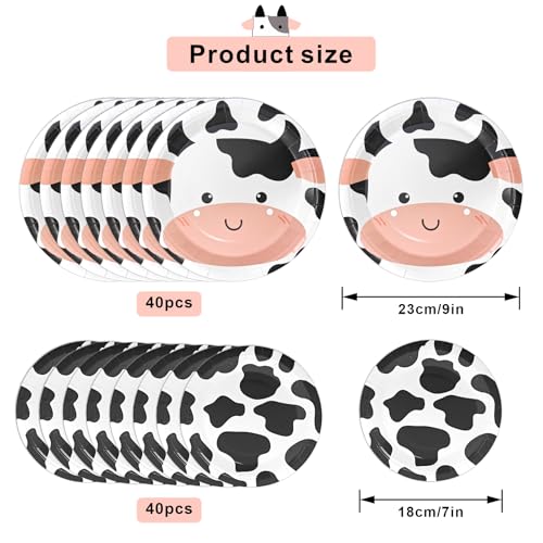 Qzv CPCOW 80 Pcs Cow Print Plates Cow Party Decorations Farm Animal Zoo Cow Print Paper Party Supplies Disposable Dinnerware Theme thumb #1