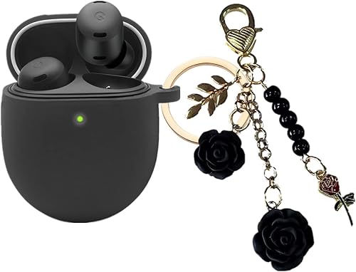Funda para Google Pixel Buds Pro con llavero, bonita funda de silicona para Pixel Buds Pro, funda de carga protectora con mosquetón de flores,
