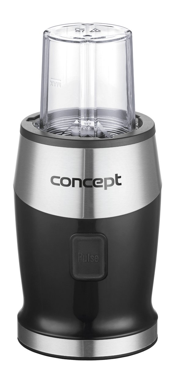 CONCEPT électroménager SM3390 Mixeur smoothie « FRESH & NUTRI », 700 W, noir, 1200 ml hachoir, moulin, 3 recipients en tritan, sans BPA, fonction Pulse, corps caoutchouc + inox, 23 000 tours/min.