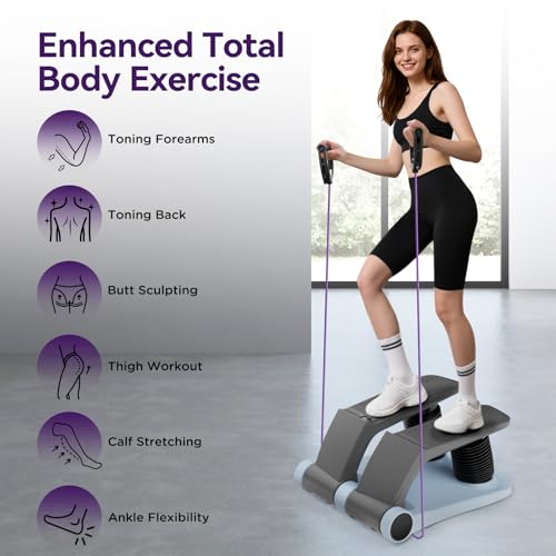 Image of Air Stepper Exercise Machine with Resistance Bands, 5-Level Adjustable Resistance, 300 lb Capacity Stair Stepper with LED Monitor, Low-Impact Home Cardio and Full Body Workout Equipment