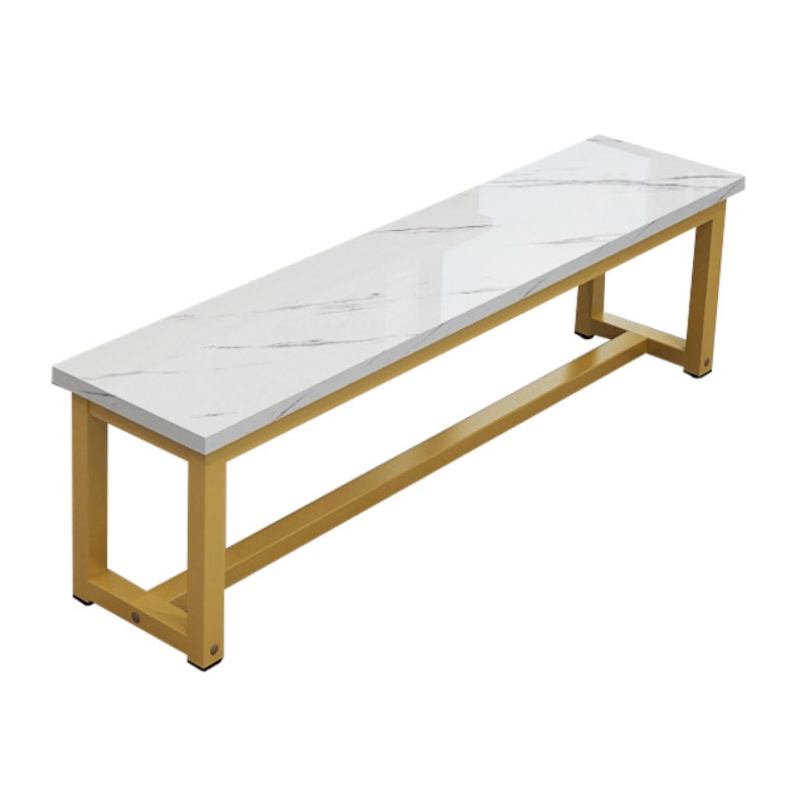 Scarpa Sgabello Riposo Multifunzionale in Ferro Verniciato E Piano a Bassa Manutenzione Adatta per Entrata di, 120cm X 30cm X 45cm, Effetto Marmo Con Struttura Dorata