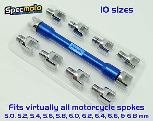 Specmoto Brand Spoke Spanner Wrench 10pc Tool fits Japanese and Euro off-road motorcycle wheels - Thumbnail 3