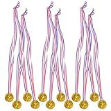 Veemoon Medallas de Juguete de Plástico Dorado para 12 Piezas, Medallas de Premio para Competición y Fiestas Deportivas Infantiles, Accesorio para Juegos y Eventos Escolares