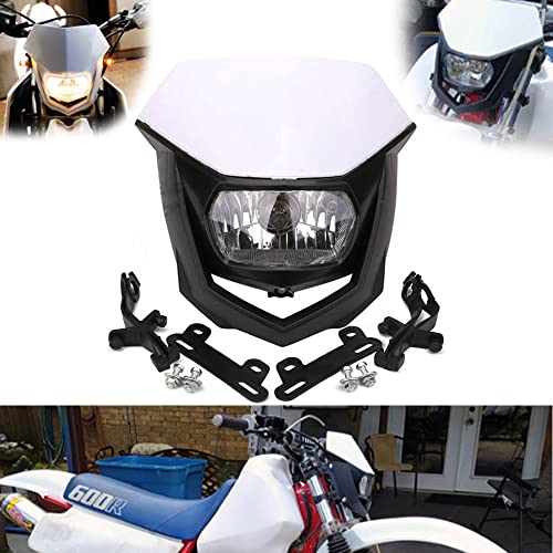 JFG RACING Dirt Bike Headlight,H4 12V 35W Universal Motorcycle Headlight Head Lamp For Dirt Pit Bike ATV Scooters - White