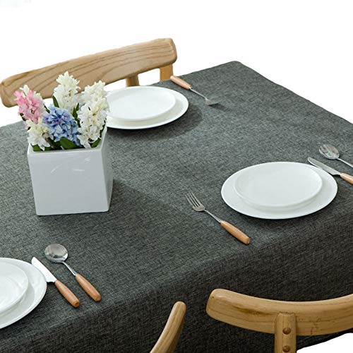 テーブルカバー 無地 北欧 リネン テーブル 布 耐热 厚手 綿麻 長方形のテーブルシンプル 140*180cm(グレー)