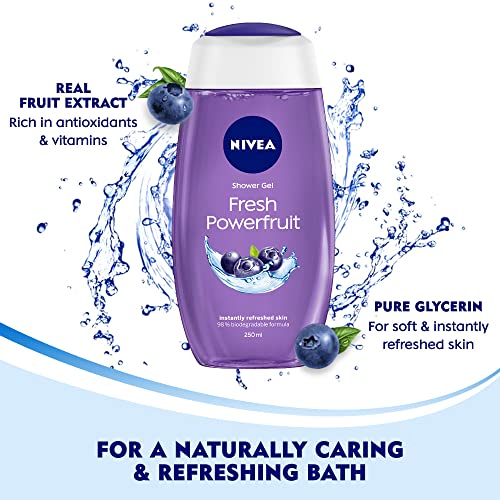 NIVEA Body Wash, Fresh Powerfruit Shower Gel, with Antioxidants