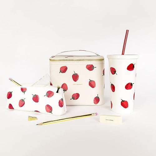 Miniatura 3 de kate spade new york Vaso aislado con popote reutilizable, taza de viaje de acrílico de 20 onzas con tapa, fresas