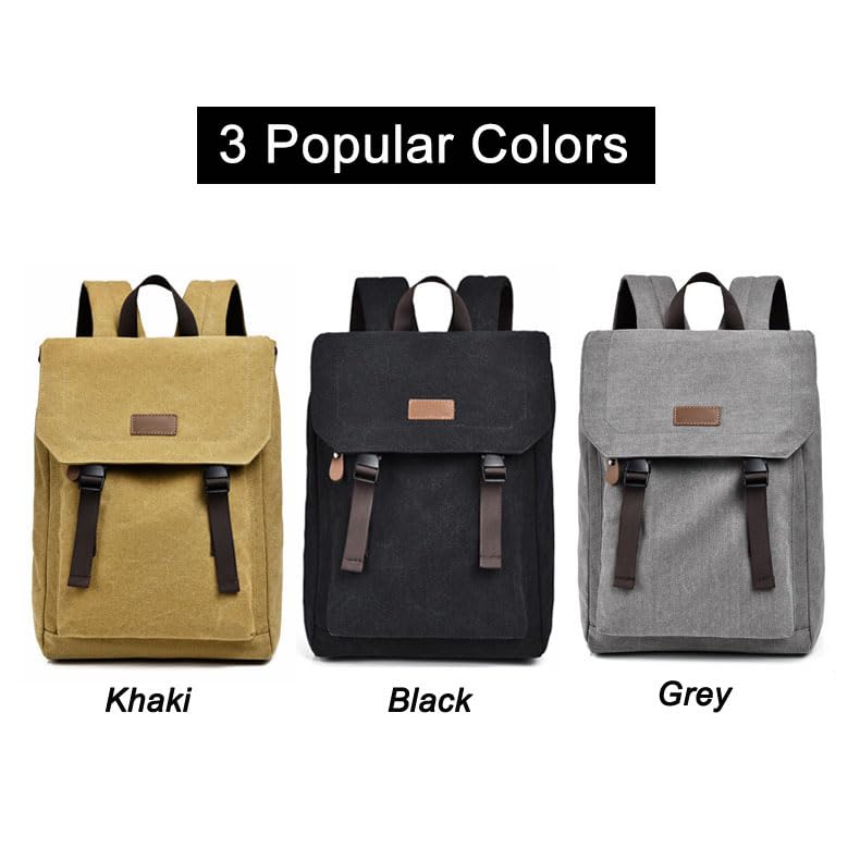 Vintage Canvas Backpack, Classic Daypack with Multiple Pockets, Rushbag, College Backpack Freshman, Multi Colors (Minimalist, Grey)4