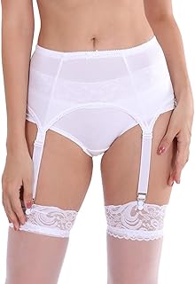 STYGIFT Smooth Retro Style 4 Strap White Garter Belt Romantic Black Suspender Belt Standard Clips S-2XL