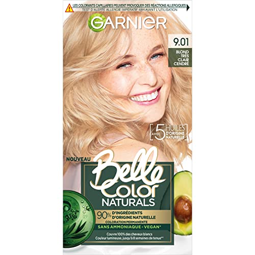 Garnier - Tinte permanente para el cabello sin amoníaco - 90% ingredientes naturales - Fórmula vegana - Beautiful Colour Naturals - Color: rubio ceniza muy claro (9.01)