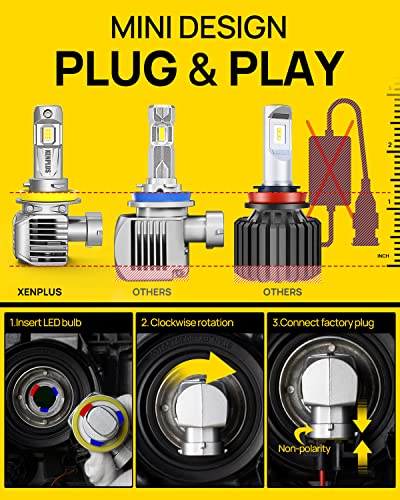Xenplus H11 Led Headlight Bulbs,2023 New Upgraded 120W 24000Lm Per Set,700% Brighter,6500K Cool White Ip68 Waterproof H11/H9/H8 Led Headlights Conversion Kit Plug And Play,Pack Of 2 (H11/H9/H8) #TOP2
