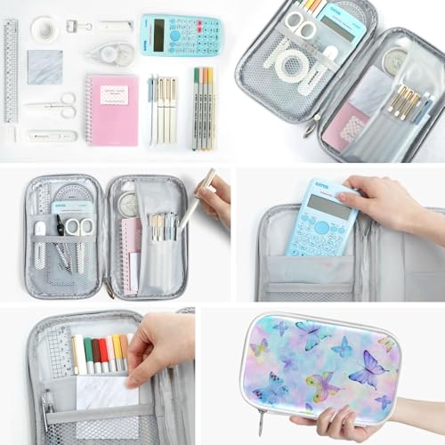 Image of Colorful Butterflies Pencil Bag Case Zipper Pencil Holder Organizer Stationary Pen Bag Cosmetic Makeup Bag Pouch Purse for School Office Supplies