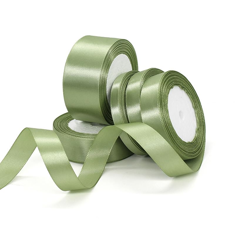 Thin Sage Green Satin Ribbon 40mm 22m for Gift Wrapping Balloon, Cake, Silk Thick Coffee Ribbon for Crafting Wedding - Image 4