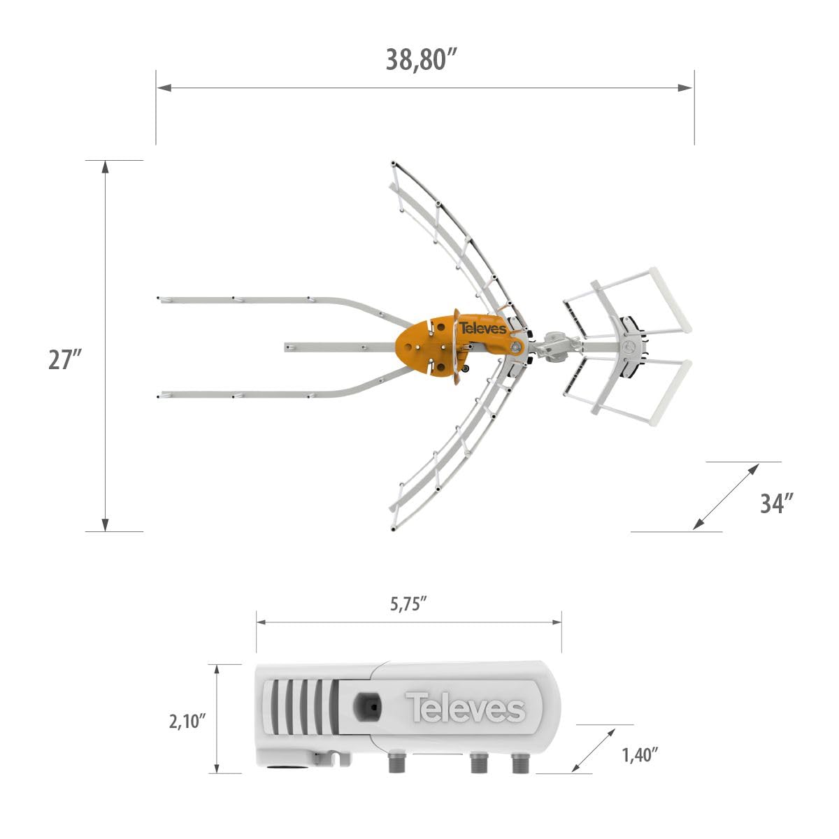 Televes 148883 Ellipse Mix Outdoor HDTV Antenne - Kanäle High-VHF/UHF, LTE/5G Filter