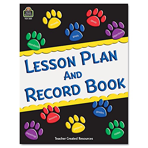 Teacher Created Resources Paw Prints Lesson Plan and Record Book with Monthly Planner, 160 Pages, 8-1/2