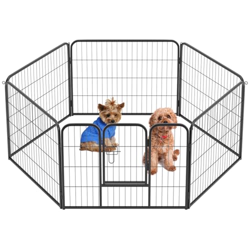 Image of BestPet | Dog Playpen | 24 Inch, 6 Panels | Heavy Duty Metal Pet Exercise Pen | Indoor Outdoor Fence Panels | Rust-Resistant, Removable, Tool-Free Setup | Anti-Skid, Expandable Design