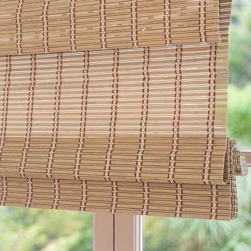 Sunbox Cordless Bamboo Roman Shade Blind, Woven Wood Roman Shades,
