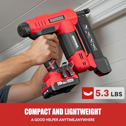 Image of ALLOYPOWER 2 in 1 Cordless Brad Nailer /Electric Stapler with 2.0Ah Battery and Charger,1000pcs Nails and 500pcs Staples Included for Home Improvement & Woodworking