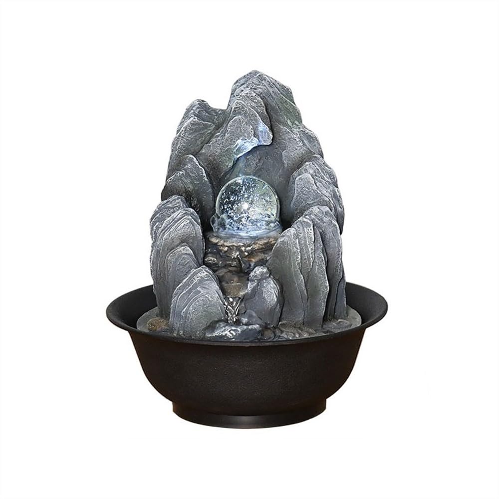 Desktop fountain Circulation Water Features Fortune Feng Shui Ball Fountain Small Rockery Office Desktop Running Ornaments Desk waterfall decor