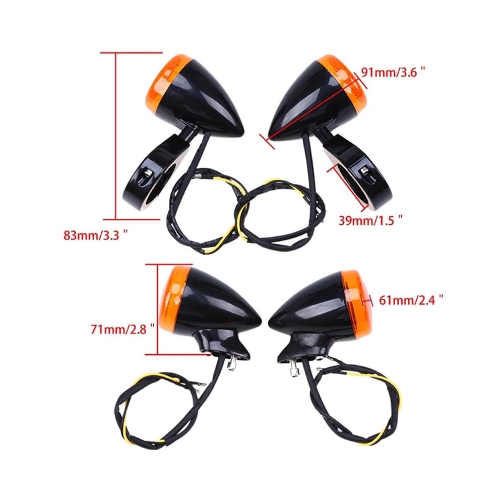 Intermitentes para Moto, 4 Uds LED Motocicleta Señal De Giro Indicador Intermitente Luz Scooter Intermitente Lámpara Se Adapta A La Mayoría De Motos para H&Arley