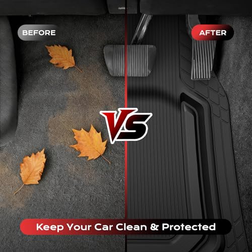 Image of Coverado Car Floor Mats for Cars, Waterproof All Weather Protection, Deep Dish Car Mats, Universal Trim to Fit Automotive Mats Car Accessories for Cars SUV Truck, 3PCS Set, Black