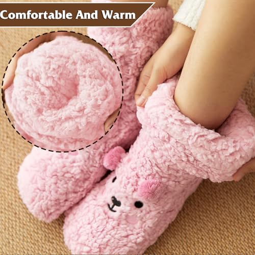 Image of Evankin Fuzzy Socks for Women Slipper Socks Fluffy Cute Animal Indoor | Fuzzy Socks for Women Slipper Socks,Fluffy Cute Animal Indoor Non-slip Slipper ,Mid-calf-socks Comfy Winter Gifts