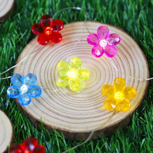 Curyidy Flowers Fairy Lights 30 LED Copper String Lights with Remote Control & Battery Operated 5 Colors Flowers Lamp for Christmas, Summer, Wedding,...