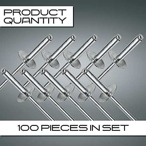 Killer'S Instinct Outdoors KRO-1 100Pcs Large Flange Aluminum Pop Rivets 3/16 Inch X 3/4 Inch Big Head Steel Mandrel Dome Body Blind Rivets Set thumb #1
