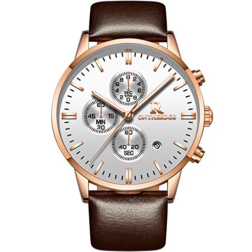 Montre quartz étanche et multifonction LULI en cuir pour hommes