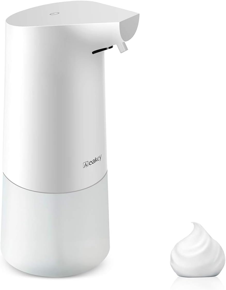 Aeakey Soap Dispenser, Electric Automatic Foaming Soap Dispenser Touchless Battery Operated Adjustable Soap Dispenser Volume Control Switch for Bathroom Kitchen Toilet Office Hotel